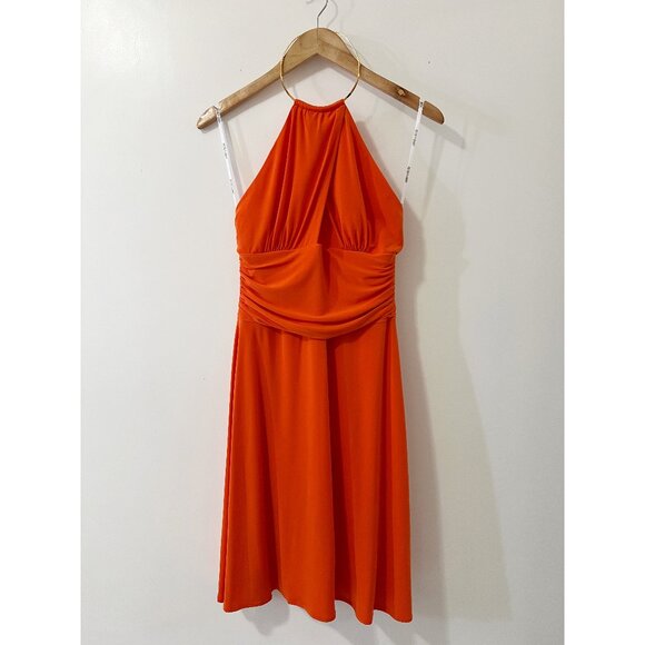 Laundry by Shelli Segal Orange Cocktail Party Halter Dress Size 8 - Picture 1 of 10